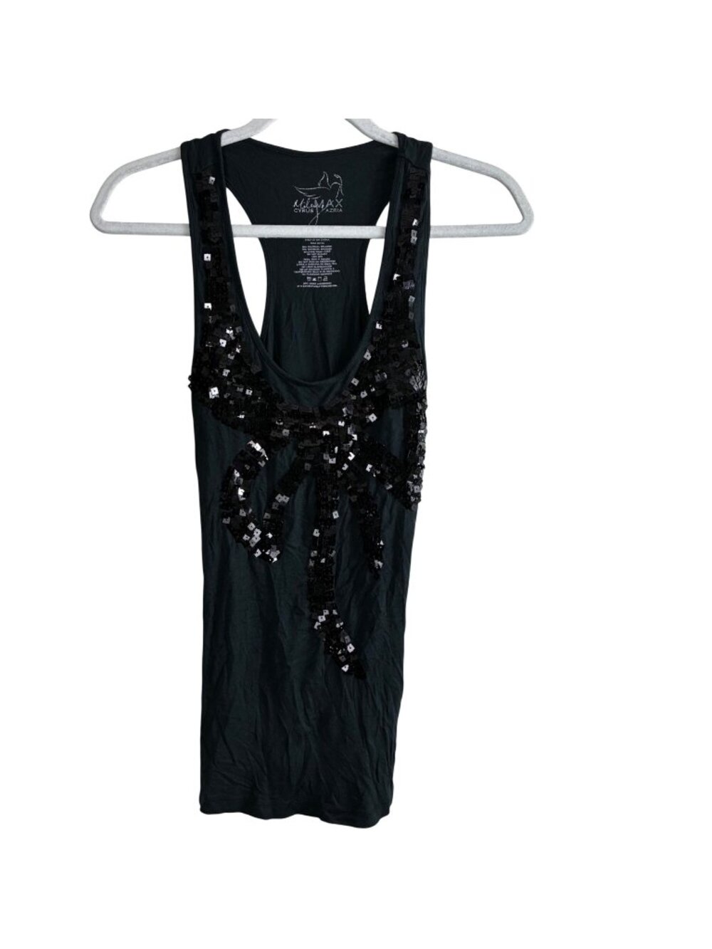 Miley Cyrus x Max Azria Sequin Bow Tank Black Sz M Y2K